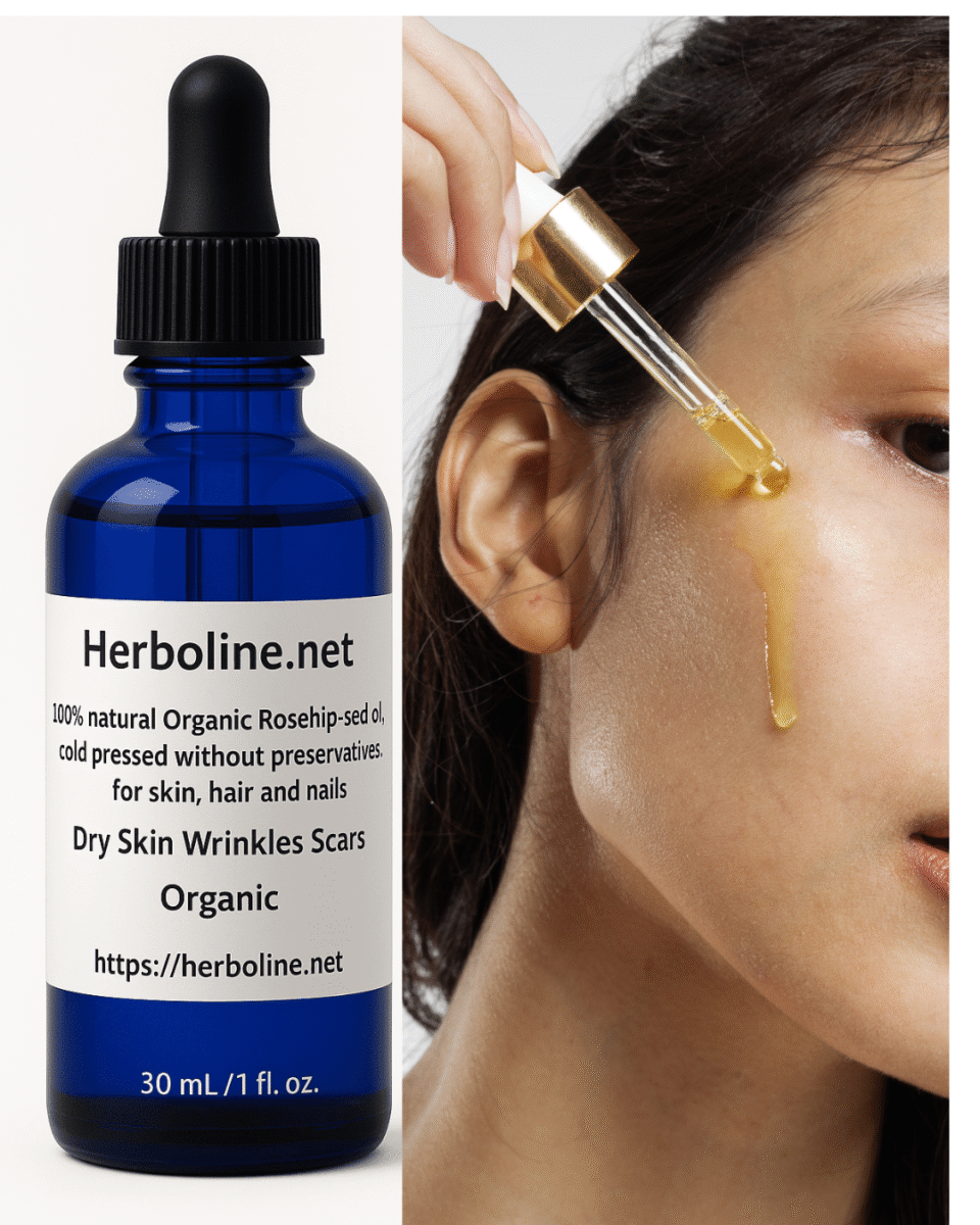 IMAGEN DE ACEITE DE ROSA MOSQUETA Y UNA MUJER